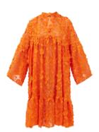 Matchesfashion.com Dodo Bar Or - Nell Floral-appliqu Cotton-voile Dress - Womens - Orange
