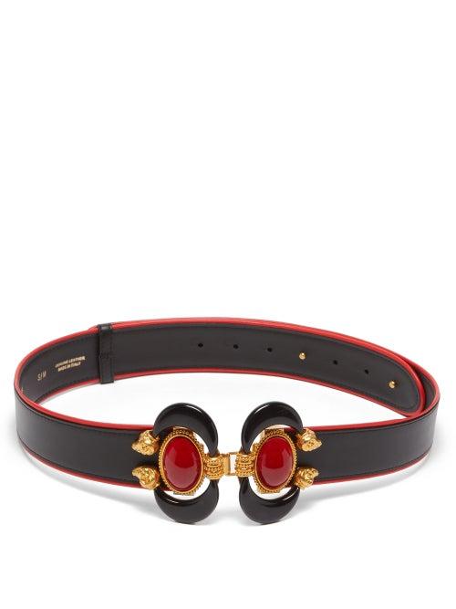 Matchesfashion.com Sonia Petroff - Aries Carnelian & Onyx Leather Belt - Womens - Black Multi