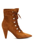 Matchesfashion.com Gianvito Rossi - Lace Up Cone Heel Suede Ankle Boots - Womens - Tan