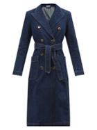 Bella Freud - Astrid Double-breasted Denim Trench Coat - Womens - Dark Denim