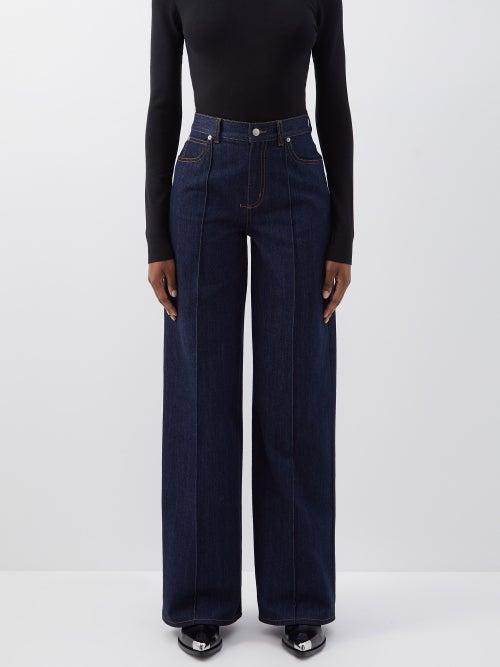 Alexander Mcqueen - High-waisted Wide-leg Jeans - Womens - Dark Denim