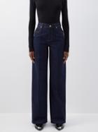 Alexander Mcqueen - High-waisted Wide-leg Jeans - Womens - Dark Denim