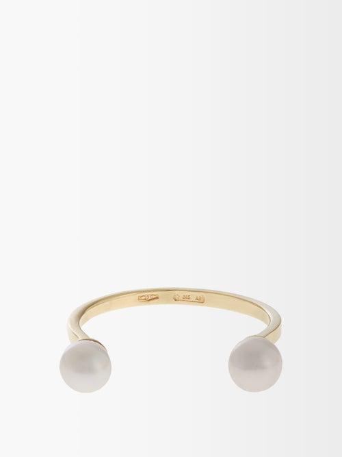 Delfina Delettrez - Double-pearl Yellow-gold Ring - Womens - Yellow Gold