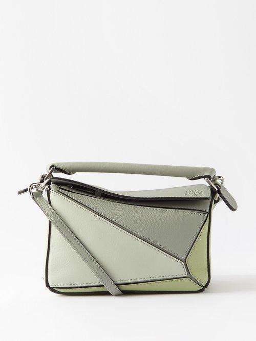 Loewe - Puzzle Mini Leather Cross-body Bag - Womens - Green Multi