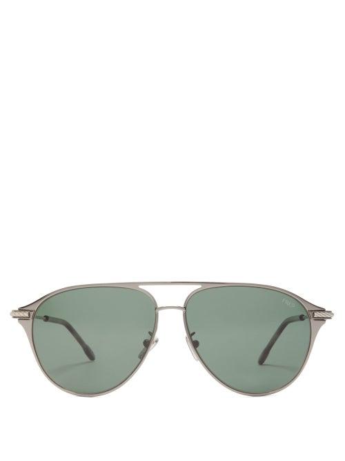 Matchesfashion.com Fred Eyewear - Force 10 Aviator Titanium Sunglasses - Mens - Grey
