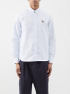 Maison Kitsun - Dressed-fox Patch Cotton-poplin Shirt - Mens - Light Blue