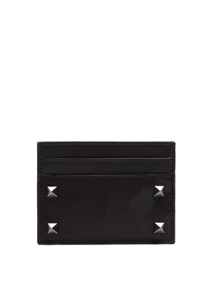 Valentino Rockstud Camouflage-jacquard Cardholder