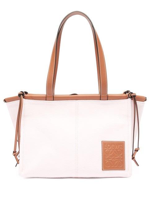 Matchesfashion.com Loewe Paula's Ibiza - Cushion Small Canvas And Leather Tote Bag - Womens - Pink