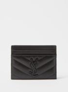 Saint Laurent - Ysl-plaque Quilted Pebbled-leather Cardholder - Womens - Black