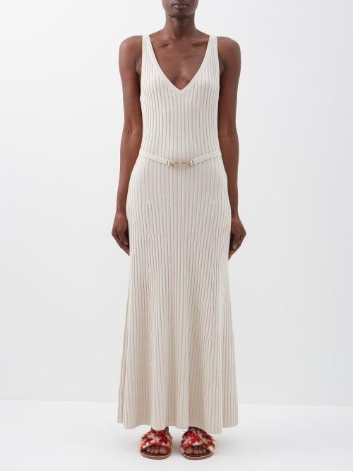 Gabriela Hearst - Lane Belted Rib-knitted Dress - Womens - Oatmeal