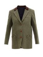 Blaz Milano - Lucky Lady Corduroy-collar Check Wool-twill Blazer - Womens - Green Multi
