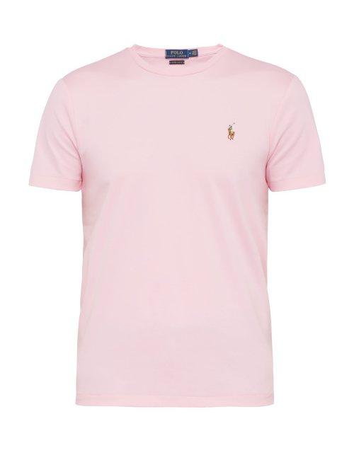 Matchesfashion.com Polo Ralph Lauren - Logo Embroidered Cotton Jersey T Shirt - Mens - Pink