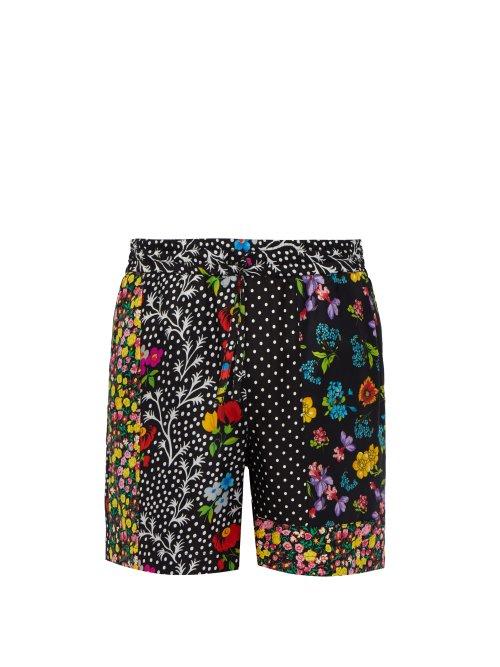 Matchesfashion.com Versace - Floral Print Silk Satin Twill Shorts - Mens - Multi