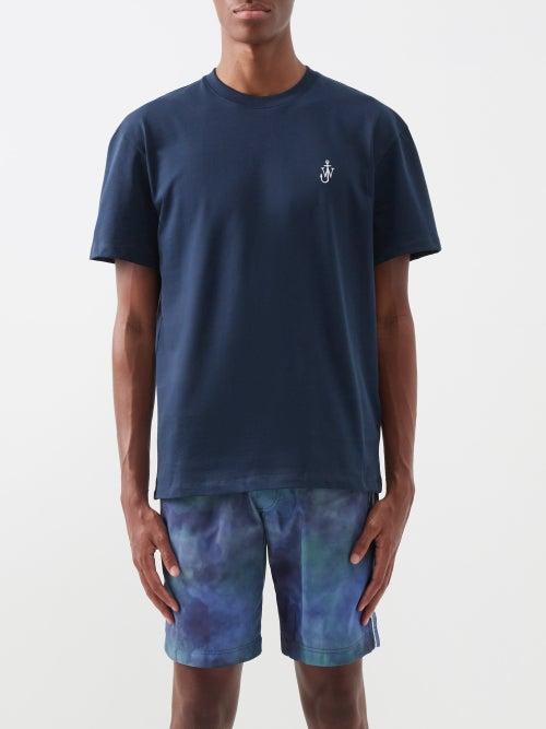 Jw Anderson - Swirl-logo Cotton-jersey T-shirt - Mens - Blue