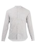 Oliver Spencer Grandad Collar Long-sleeve Striped Cotton Shirt