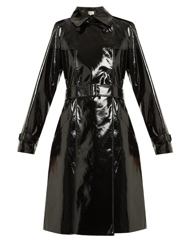 Diane Von Furstenberg Double-breasted Vinyl Trench Coat