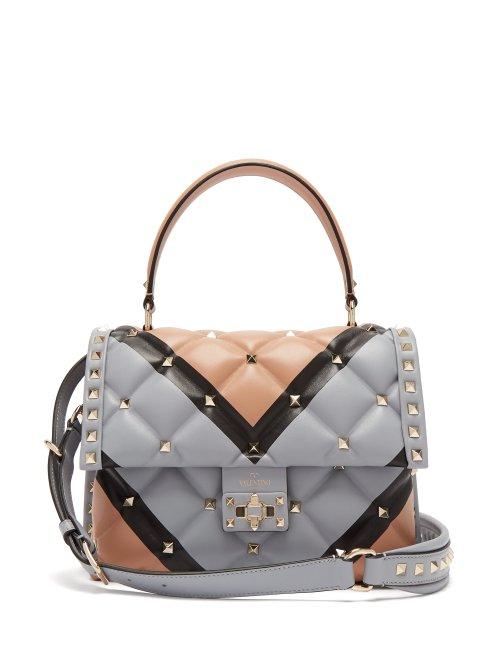Matchesfashion.com Valentino - Candystud Quilted Leather Shoulder Bag - Womens - Nude Multi