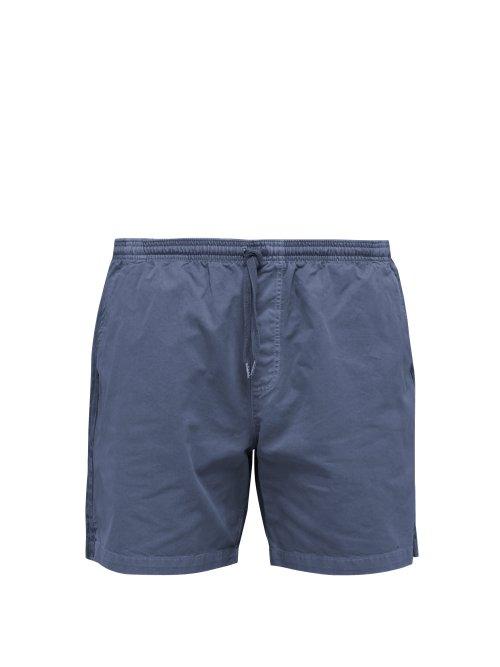 Matchesfashion.com Schnayderman's - Garment Dyed Cotton Twill Shorts - Mens - Blue