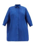 Matchesfashion.com Co - Longline Cotton-blend Poplin Shirt - Womens - Blue