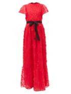 Erdem - Faine Floral-embroidered Silk-organza Gown - Womens - Red