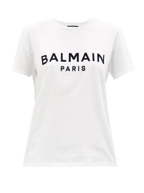 Balmain - Logo-print Cotton-jersey T-shirt - Womens - White