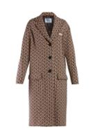 Matchesfashion.com Prada - Geometric Jacquard Single Breasted Coat - Womens - Brown Multi