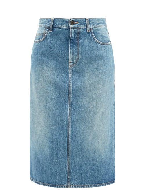 The Row - Tima Denim Midi Skirt - Womens - Blue
