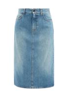 The Row - Tima Denim Midi Skirt - Womens - Blue