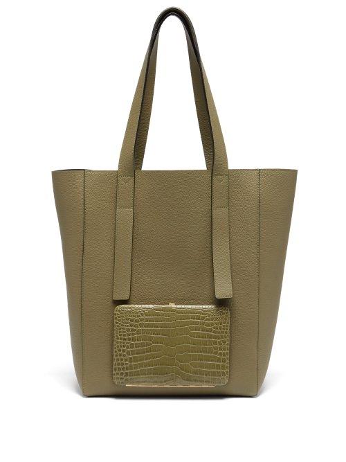 Matchesfashion.com Lutz Morris - Seveny Crocodile Effect Leather Tote Bag - Womens - Khaki