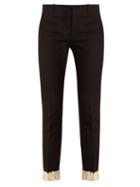Matchesfashion.com Gucci - Ruffled Hem Silk And Wool Blend Trousers - Womens - Black Cream