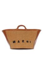 Matchesfashion.com Marni - Tropicalia Large Leather-trimmed Raffia Tote Bag - Womens - Tan