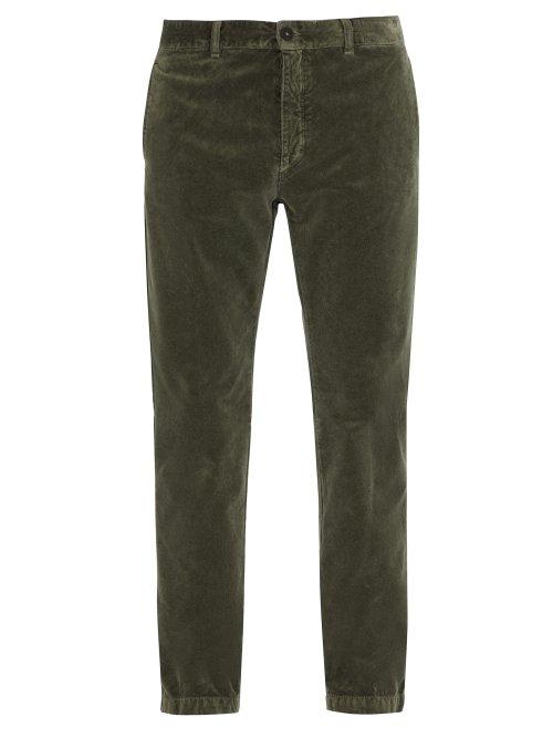 Matchesfashion.com Massimo Alba - Straight Leg Velvet Trousers - Mens - Khaki
