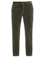 Matchesfashion.com Massimo Alba - Straight Leg Velvet Trousers - Mens - Khaki