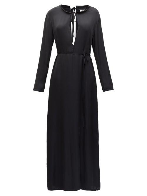 Matchesfashion.com Ann Demeulemeester - Keyhole Slit-hem Crepe Dress - Womens - Black