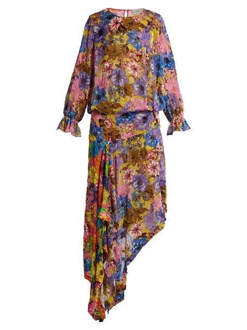 Matchesfashion.com Preen By Thornton Bregazzi - Clara Floral Print Velvet Devor Dress - Womens - Pink Multi