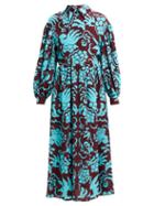 Matchesfashion.com Valentino - Tapestry Print Silk Crepe Dress - Womens - Burgundy Multi