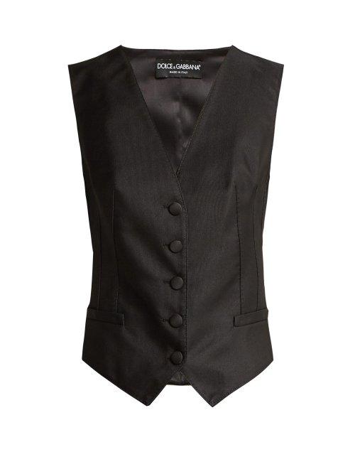 Matchesfashion.com Dolce & Gabbana - Satin Waistcoat - Womens - Black