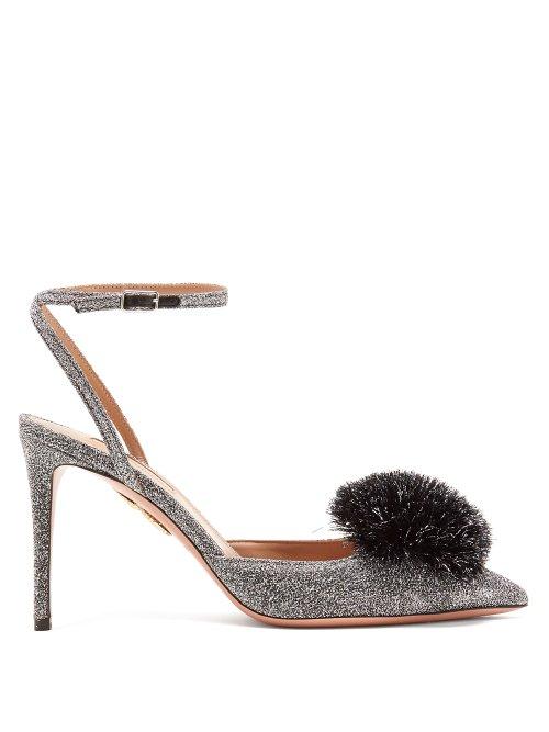 Matchesfashion.com Aquazzura - Powder Puff 85 Pumps - Womens - Silver