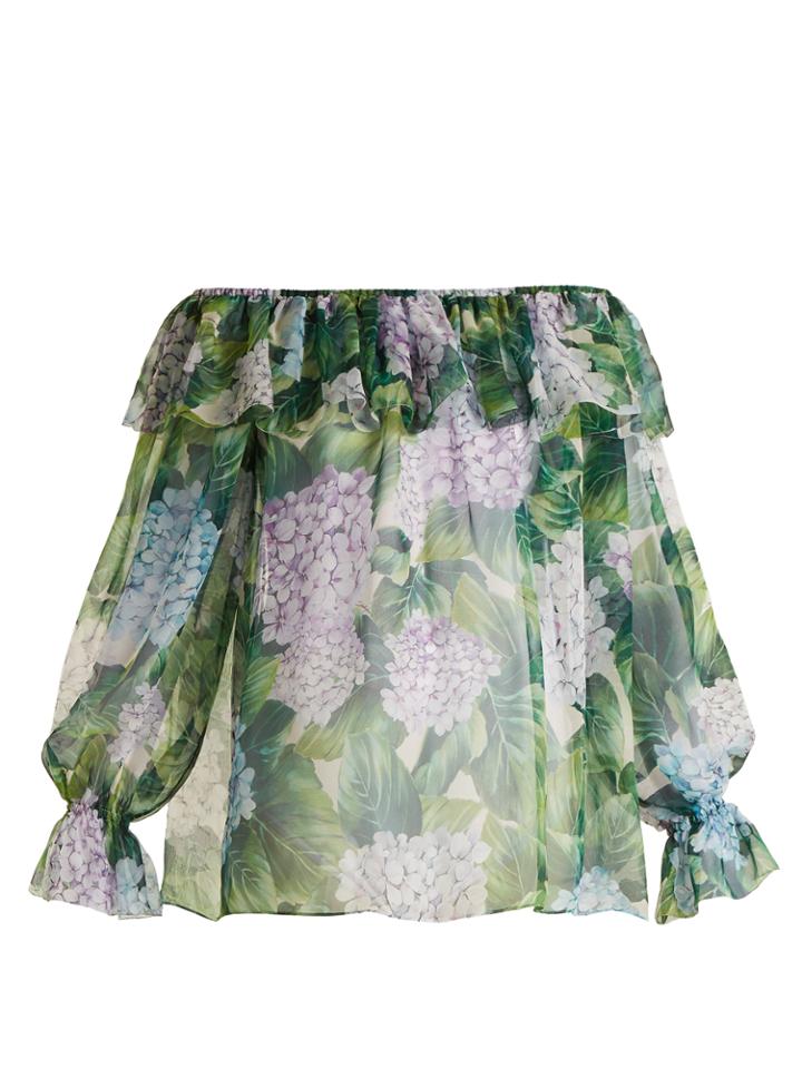 Dolce & Gabbana Ortensia-print Silk-chiffon Top
