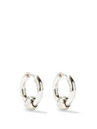 Matchesfashion.com Balenciaga - Force Xs Bb-logo Hoop Earrings - Mens - Silver