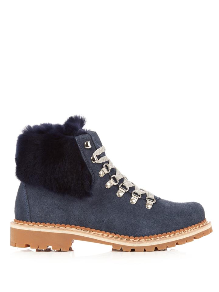 Montelliana Camelia Fur-trimmed Suede Aprs-ski Boots