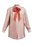 Matchesfashion.com Gucci - Stirrup Print Pussybow Silk Shirt - Womens - Red Print