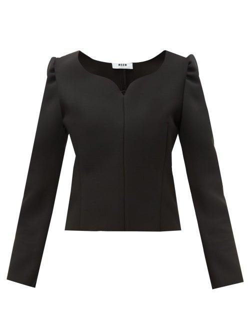 Matchesfashion.com Msgm - Sweetheart Neck Cady Blouse - Womens - Black