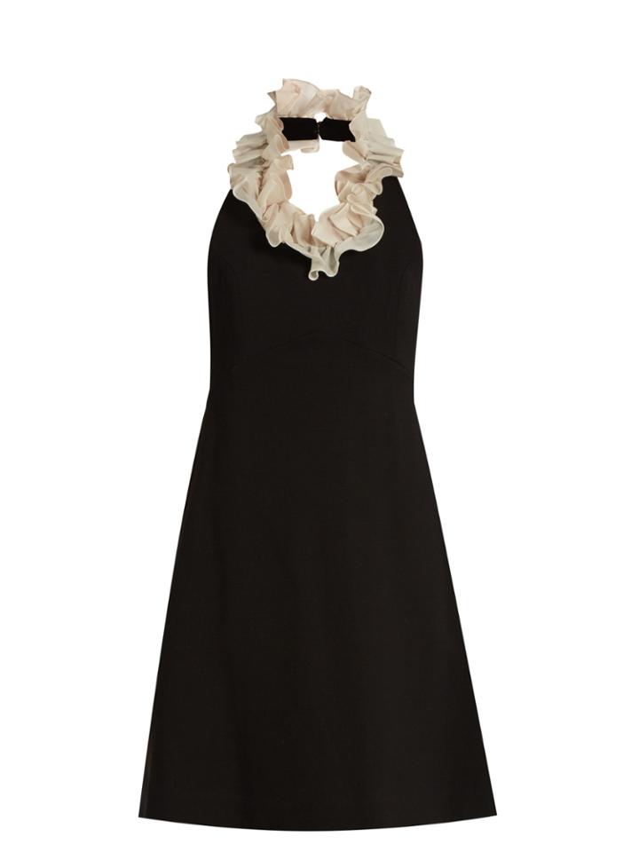 Isa Arfen Shrimpton Ruffled-neck Cotton Dress