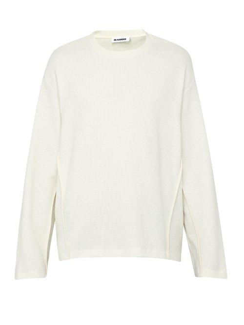 Matchesfashion.com Jil Sander - Cotton Blend Mesh Knit Sweatshirt - Mens - Cream
