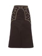Matchesfashion.com Franoise - Studded Cotton Twill A Line Skirt - Womens - Black