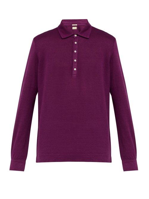 Matchesfashion.com Massimo Alba - Linen Piqu Polo Shirt - Mens - Purple