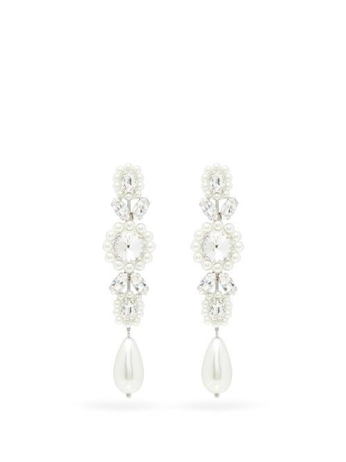 Ladies Jewellery Simone Rocha - Faux-pearl & Crystal Drop Earrings - Womens - Pearl