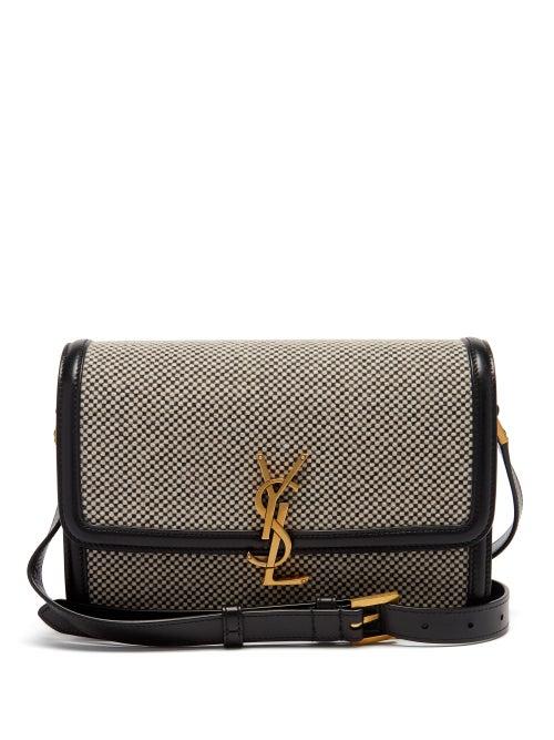 Saint Laurent - Solferino Medium Ysl-plaque Canvas Shoulder Bag - Womens - Black White