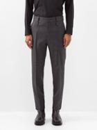 Wooyoungmi - Pleated Wool-herringbone Suit Trousers - Mens - Grey
